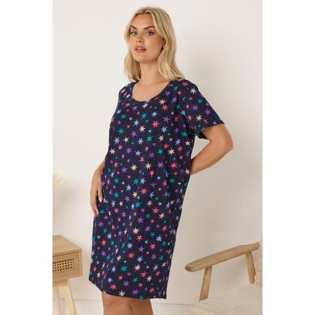 Yours Marineblauw Nachthemd Met Sterrenprint Size 66-68