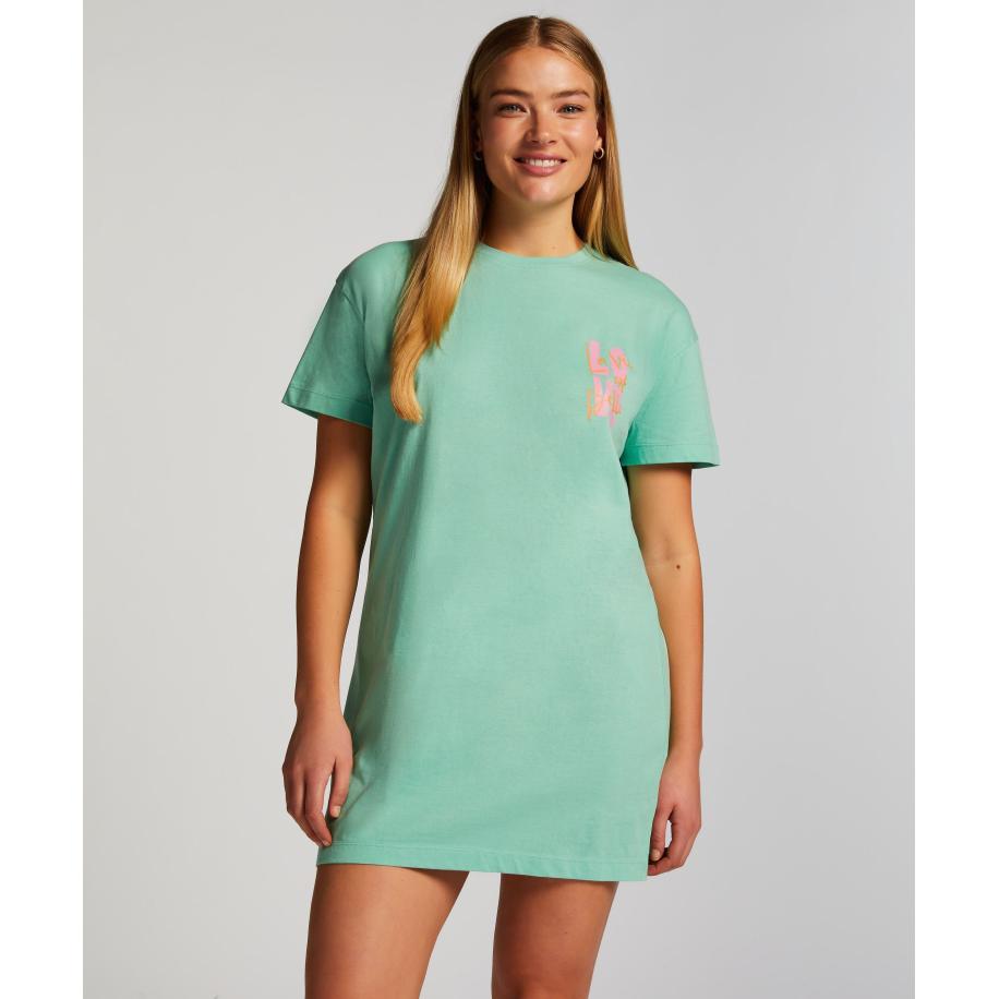 Hunkemöller Nachthemd ronde hals Groen Groen