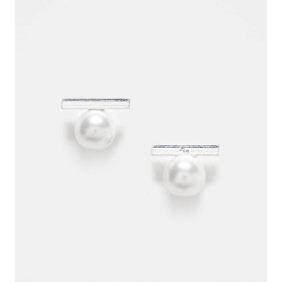 Kingsley Ryan Oorknopjes van sterling zilver met staafje en parels Zilver