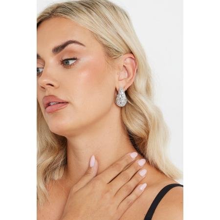 Yours Oorbellen Met Traanvormige, Zilverkleurige Diamantensize One Size