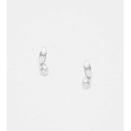 Kingsley Ryan Huggie oorknopjes met parelhangertje in sterling zilver