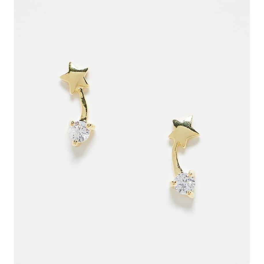 Kingsley Ryan Vergulde oorknopjes met kristallen vallende ster-Goud Goud