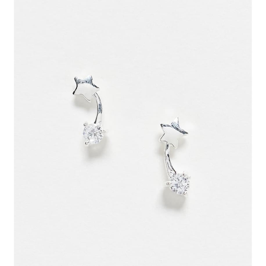 Kingsley Ryan Oorknopjes met vallende ster-motief met kristal in sterling zilver Zilver