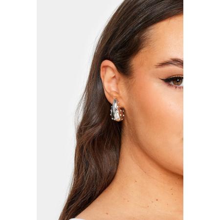 Yours Traanvormige Oorbellen Met Diamantjes In Zilversize One Size