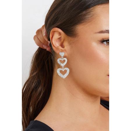 Yours Zilveren Gehamerde Hartvormige Oorbellensize One Size