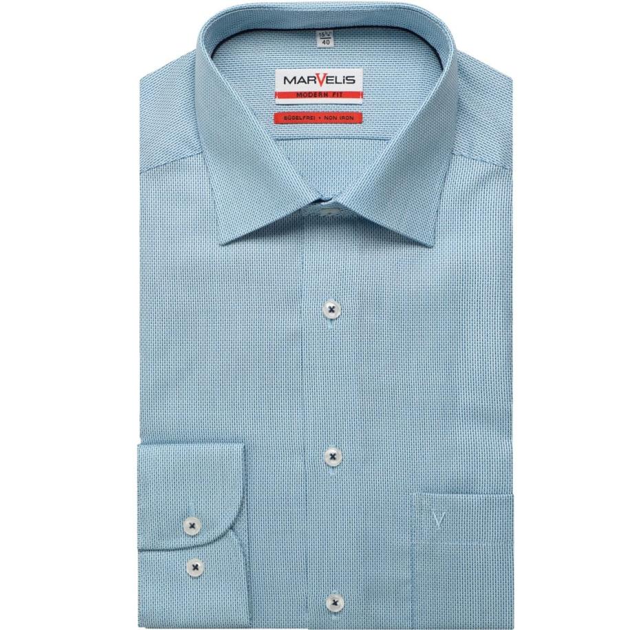 Marvelis Overhemd lichtblauw, Faux-uni Blauw