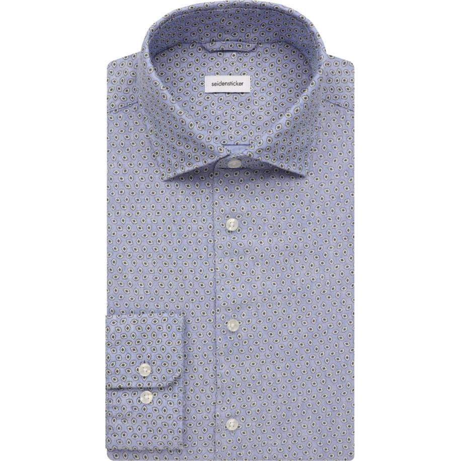 Seidensticker Linnen Overhemd donkergroen, Motief Groen