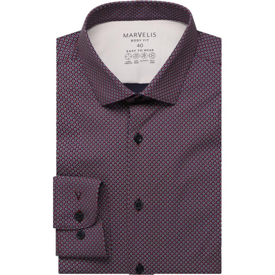 Marvelis Performance Overhemd rood, Bedrukt Rood