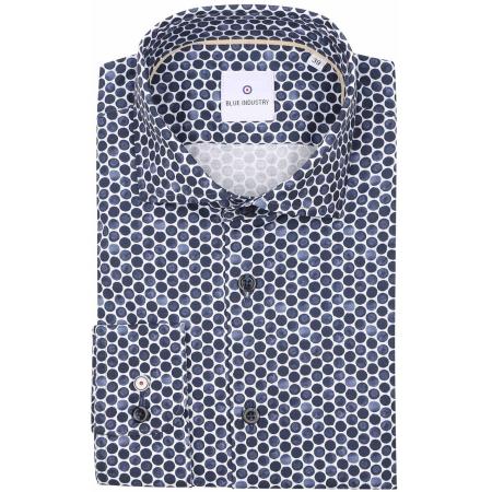 Blue Industry Overhemd Stippen Donkerblauw