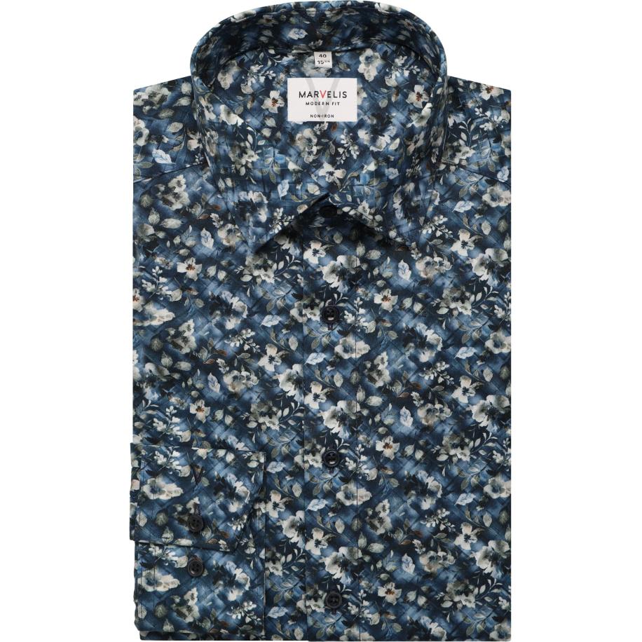 Marvelis Overhemd marine, Bedrukt Blauw