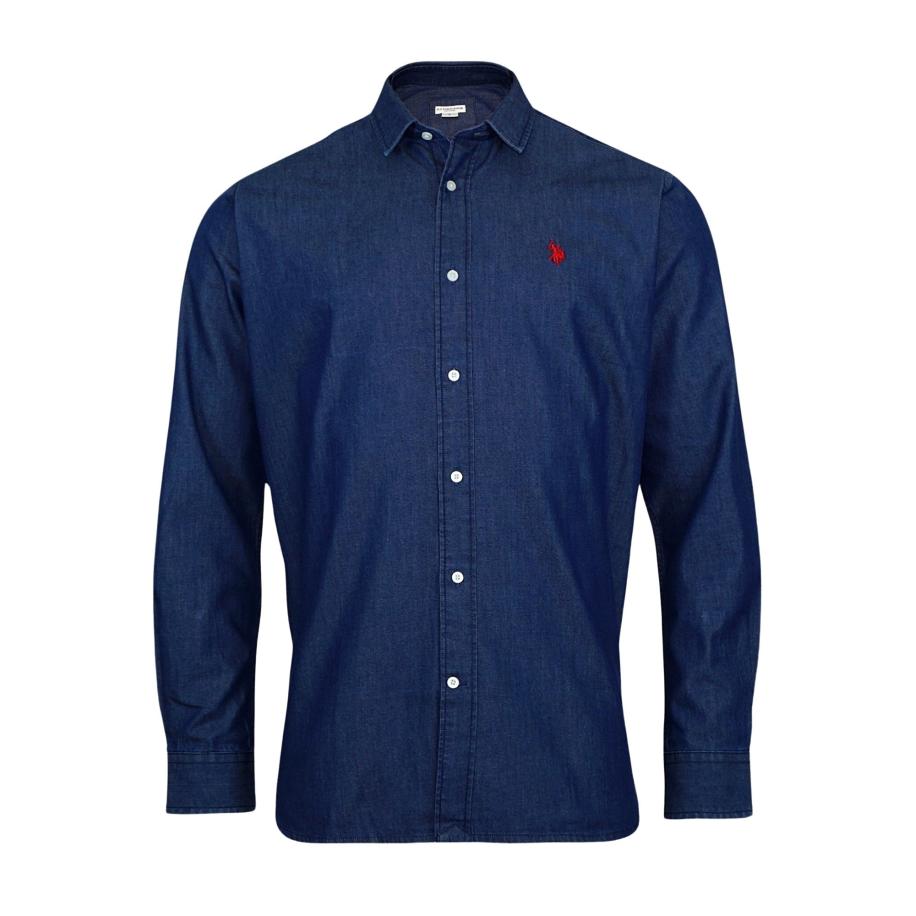 U.S. Polo Assn. U.S. POLO ASSN. Overhemd blauw denim / rood -