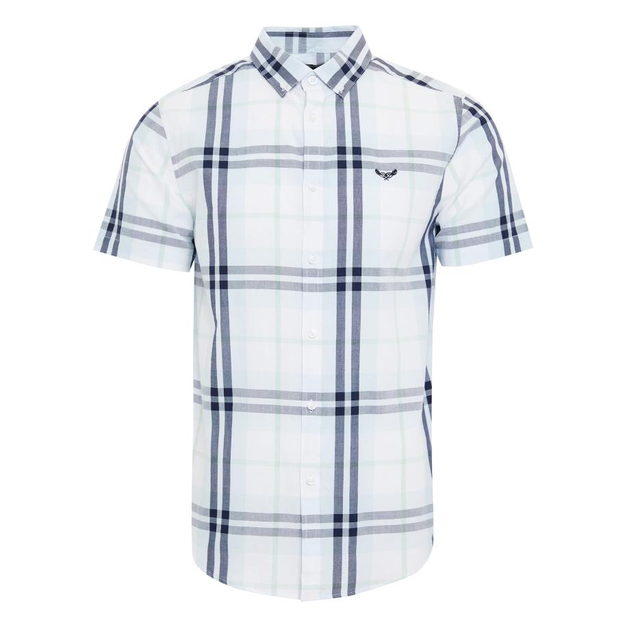 Threadbare Threadbare Overhemd Marcello marine / lichtblauw / wit -