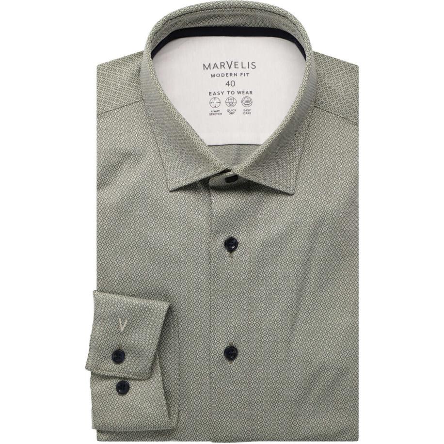 Marvelis Performance Overhemd olijf, Effen Groen