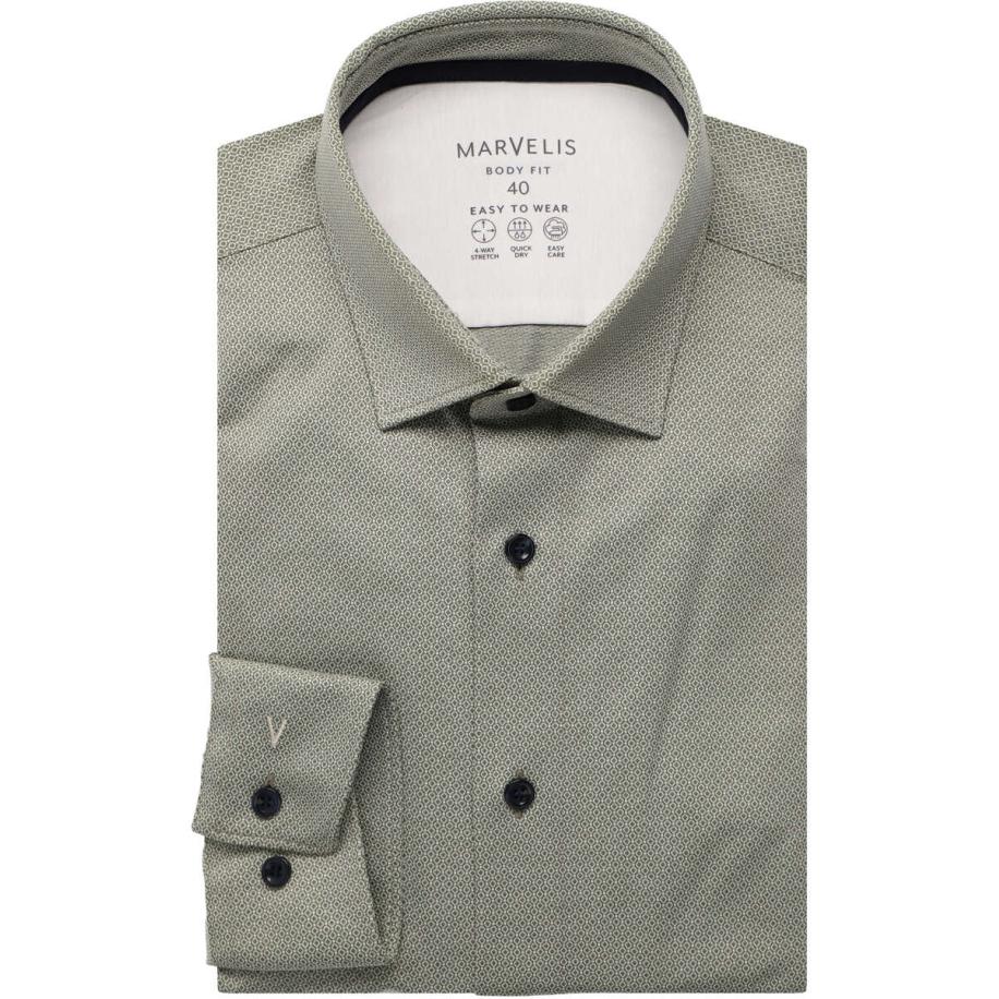 Marvelis Performance Overhemd olijf, Effen Groen