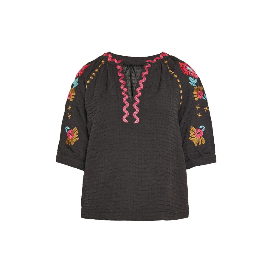 Gaya Gaya Blouse Festival lichtblauw / oranje / pink / zwart -