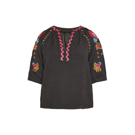 Gaya Gaya Blouse Festival lichtblauw / oranje / pink / zwart