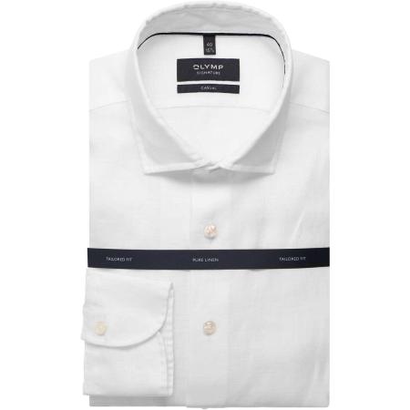 OLYMP SIGNATURE Soft Business Linnen Overhemd wit, Faux-uni