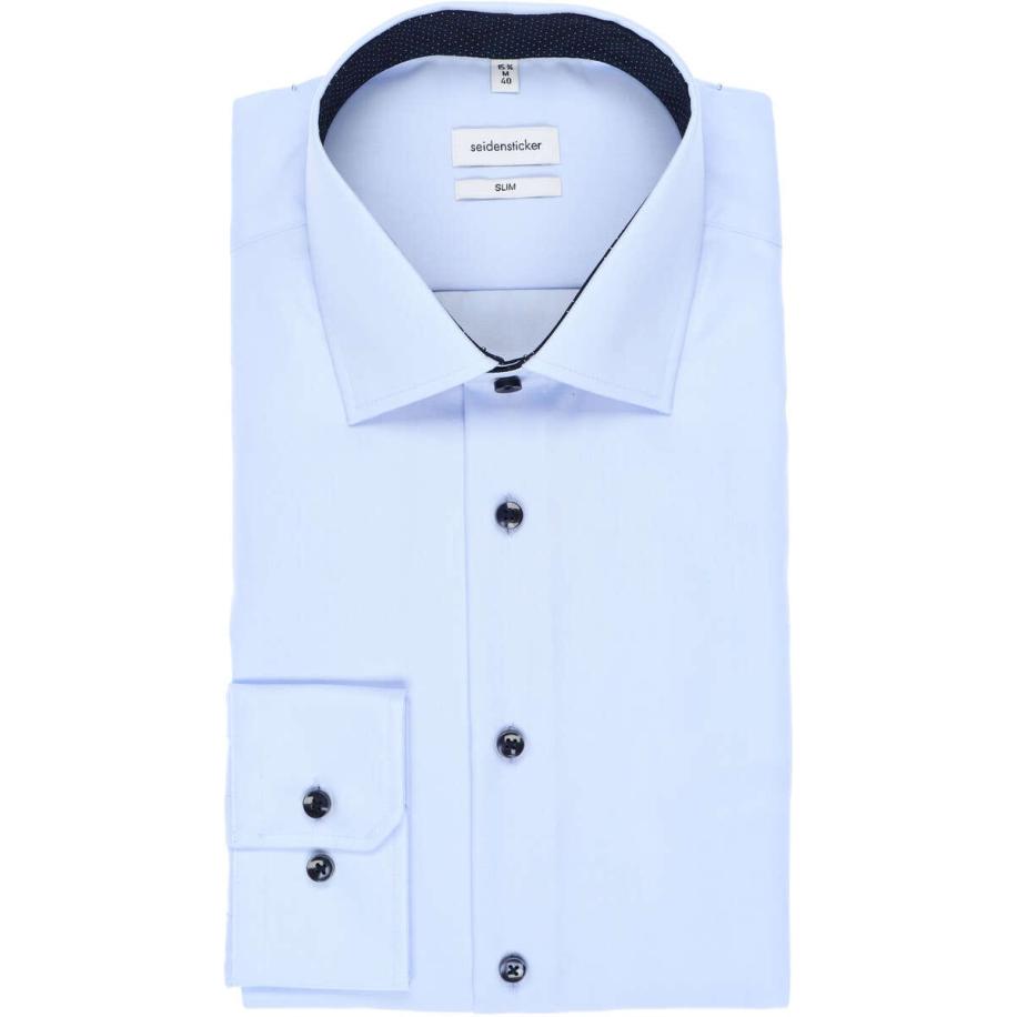 Seidensticker Overhemd lichtblauw, Effen Blauw
