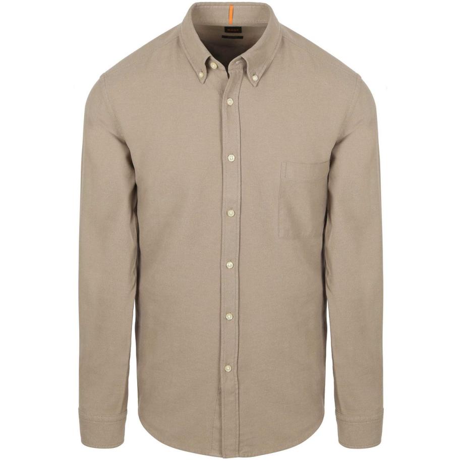 BOSS Rickert Overhemd Kaki Groen