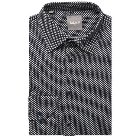 fakts Leisure Overhemd donkerblauw, Motief