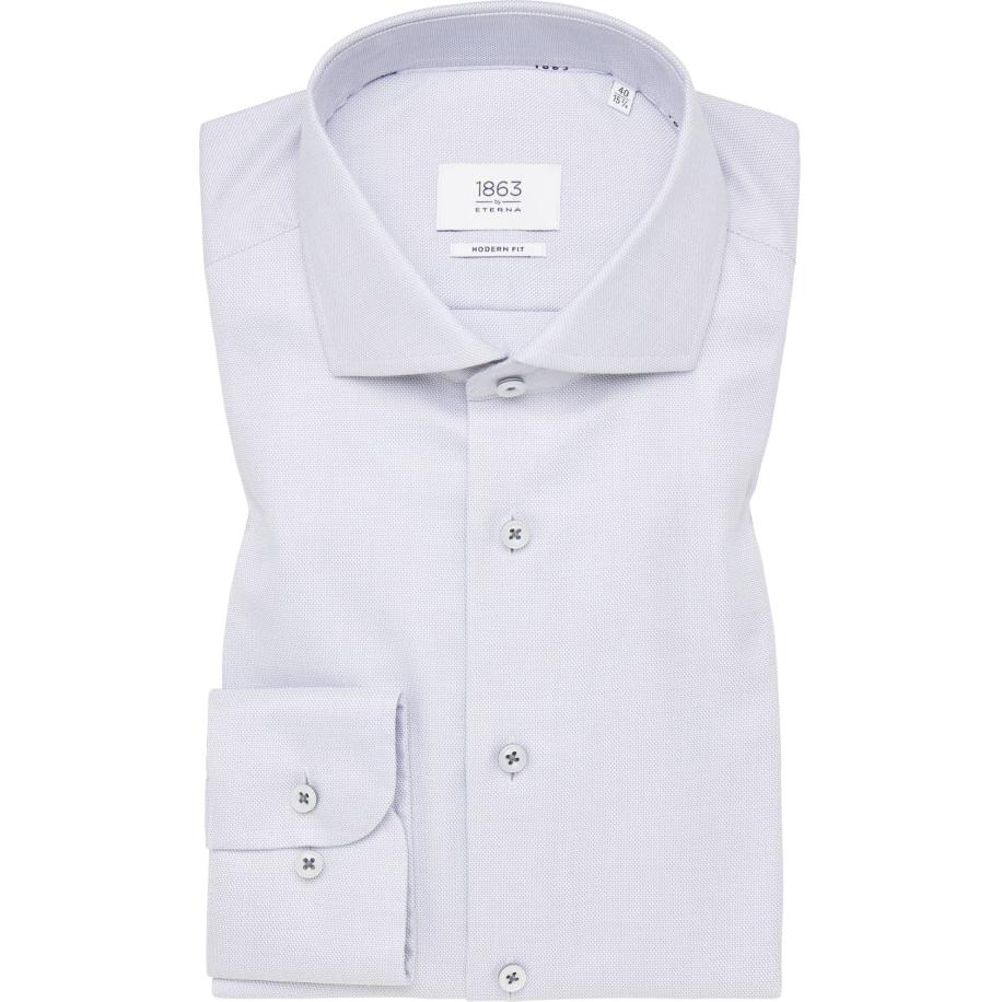 ETERNA 1863 Overhemd lichtgrijs, Gestructureerd Grijs