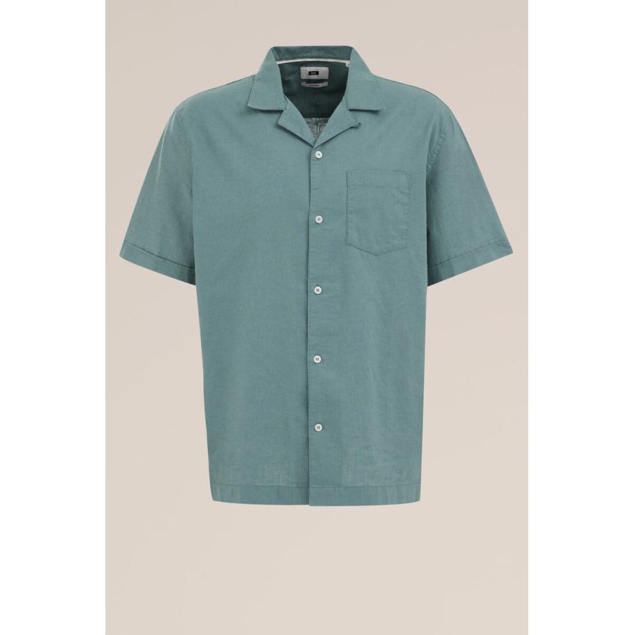 Fundamentals heren easy care linnenmix overhemd - Regular fit - Donkergroen - Linnen - Maat: XL Groen