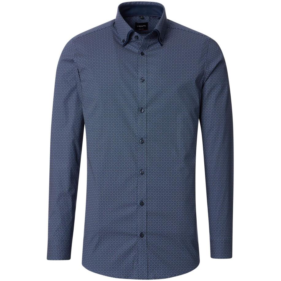 Venti Overhemd blauw, Bedrukt Blauw