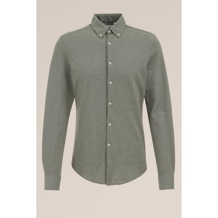 WE Fashion Heren tall fit overhemd van piquéjersey - Slim/Tall fit - Zeegroen - Katoen - Maat: S