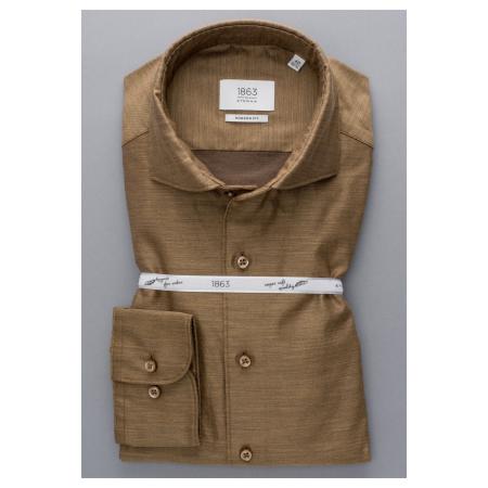ETERNA 1863 Overhemd beige-bruin, Effen