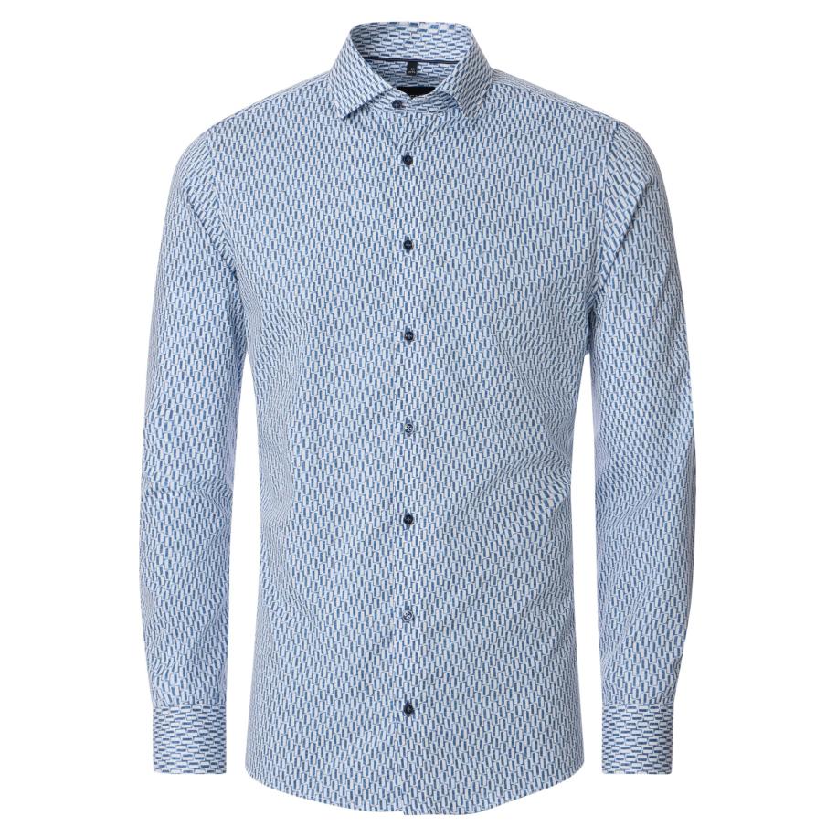 Venti Overhemd blauw, Bedrukt Blauw