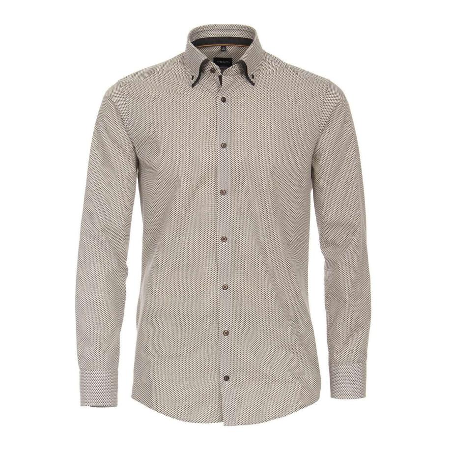 Venti Overhemd bruin, Bedrukt Bruin