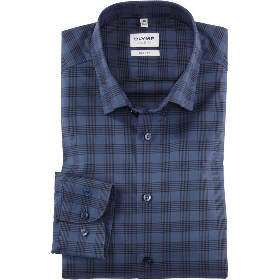 OLYMP Level Five Overhemd rook blauw, Ruit Blauw