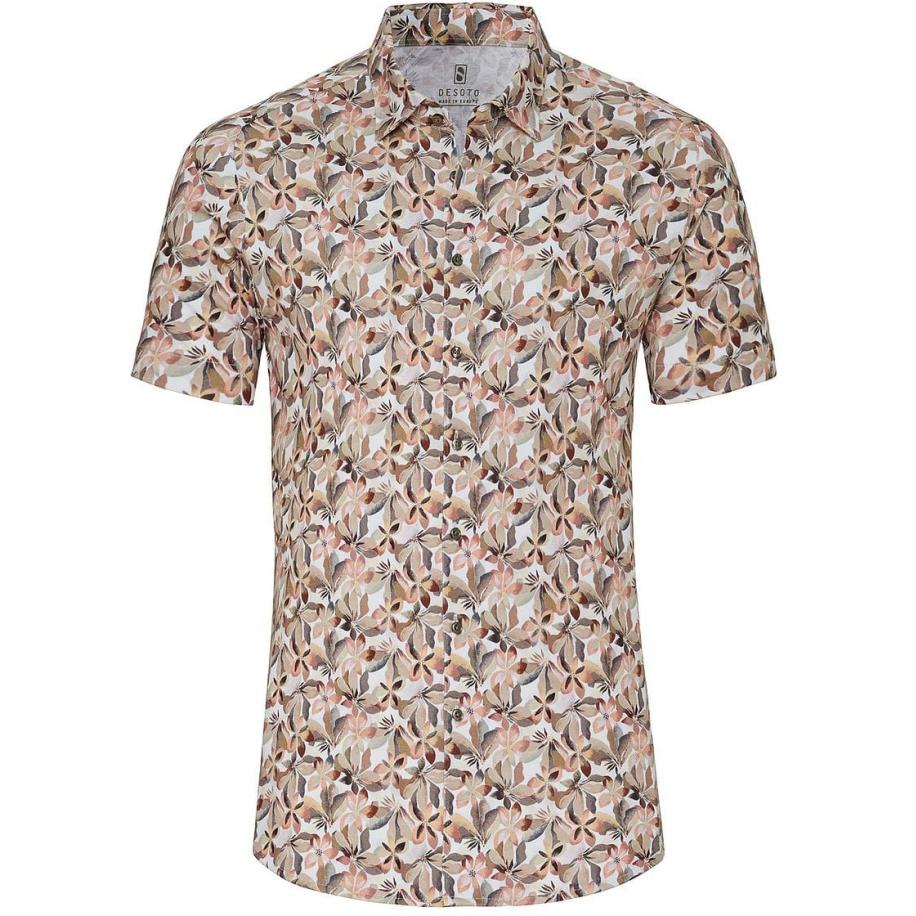 Desoto Short Sleeve Jersey Overhemd Print Beige Bruin