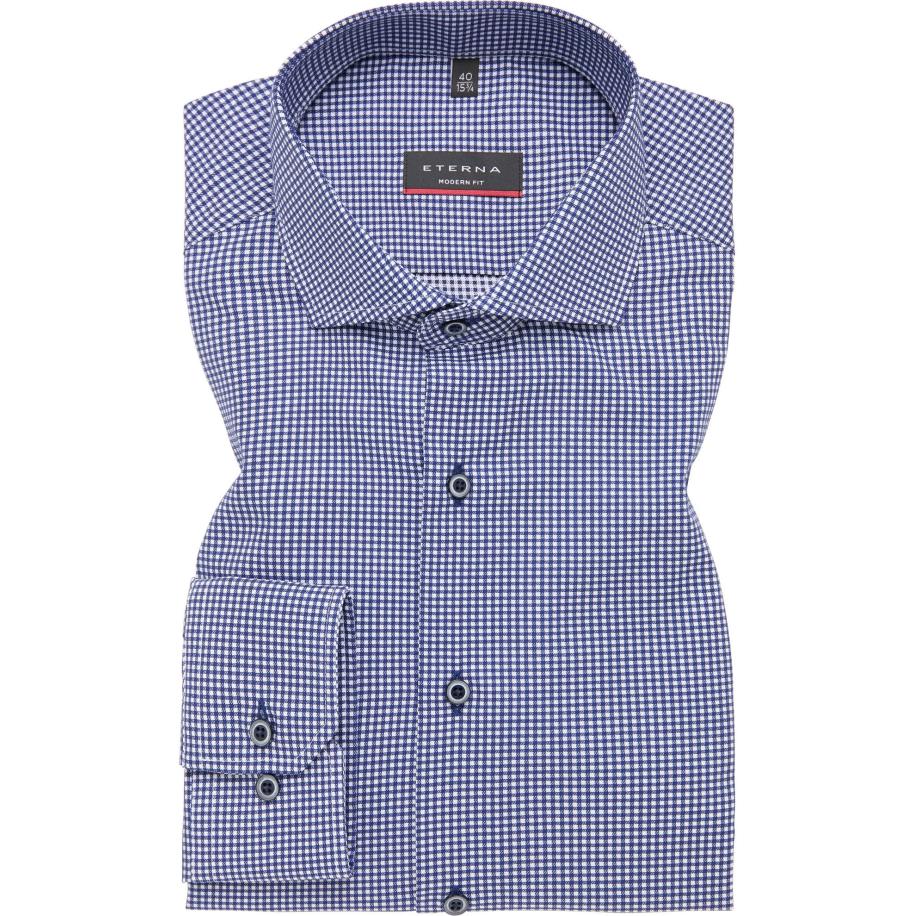 ETERNA Overhemd donkerblauw, Ruit Blauw