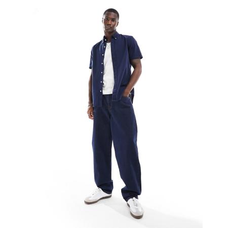 Polo Ralph Lauren - Seersucker overhemd met korte mouwen en icoonlogo in astoria marineblauw