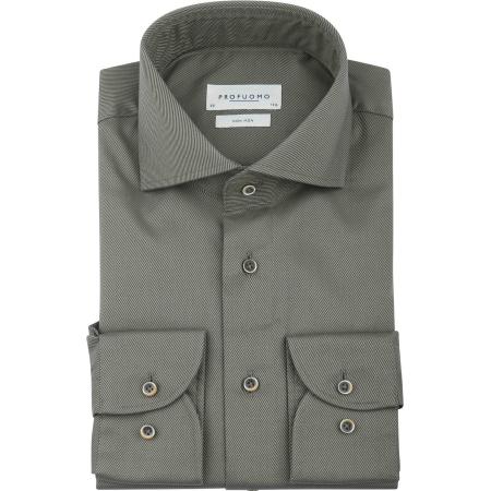 Profuomo Twill Overhemd Donkergroen