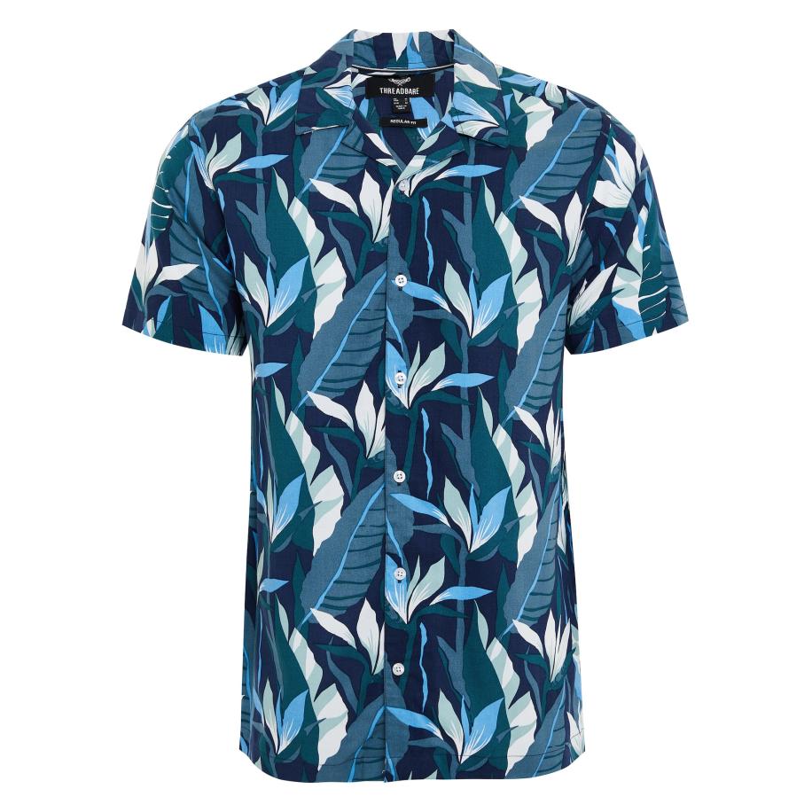 Threadbare Threadbare Overhemd blauw / lichtblauw / petrol / wit -