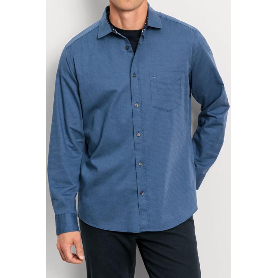 OLYMP Casual Overhemd marine, Faux-uni Blauw