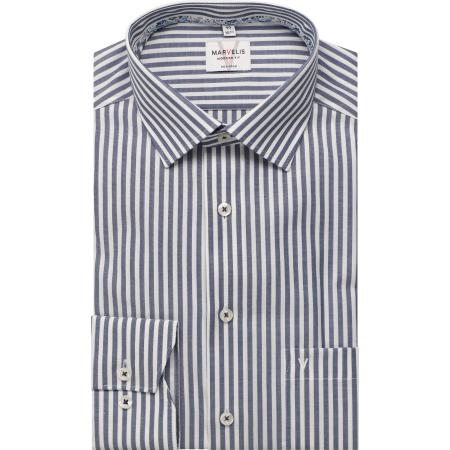 Marvelis Overhemd marine, Gestreept