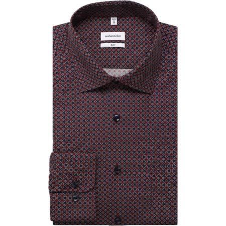 Seidensticker Overhemd donkerrood, Motief