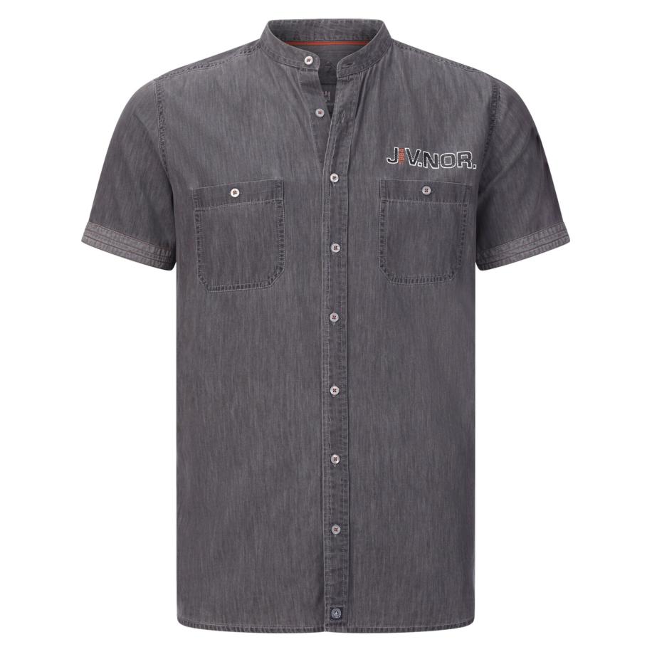 jan vanderstorm Jan Vanderstorm Overhemd Luzza grijs gemêleerd / wit -