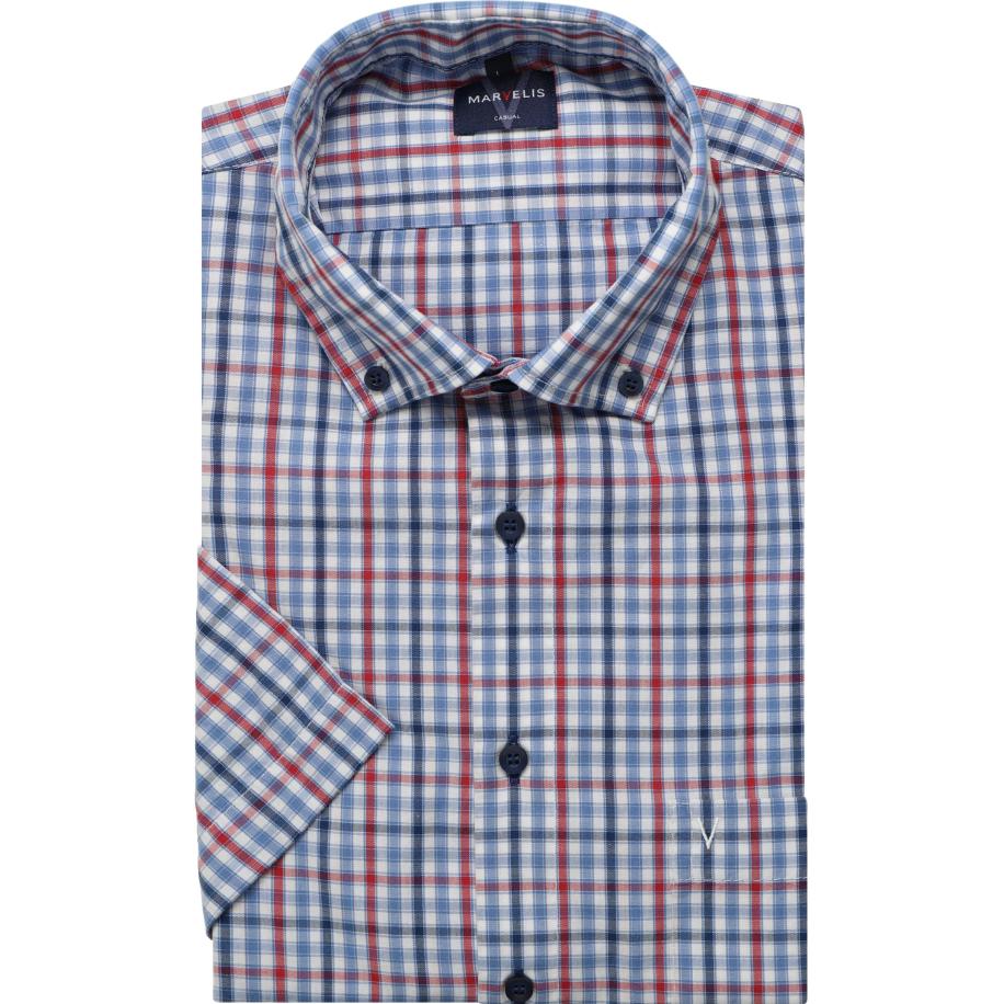 Marvelis Casual Overhemd Korte mouw rood Rood