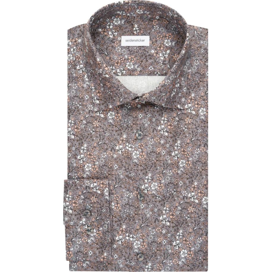 Seidensticker Overhemd grijs, Bedrukt Grijs