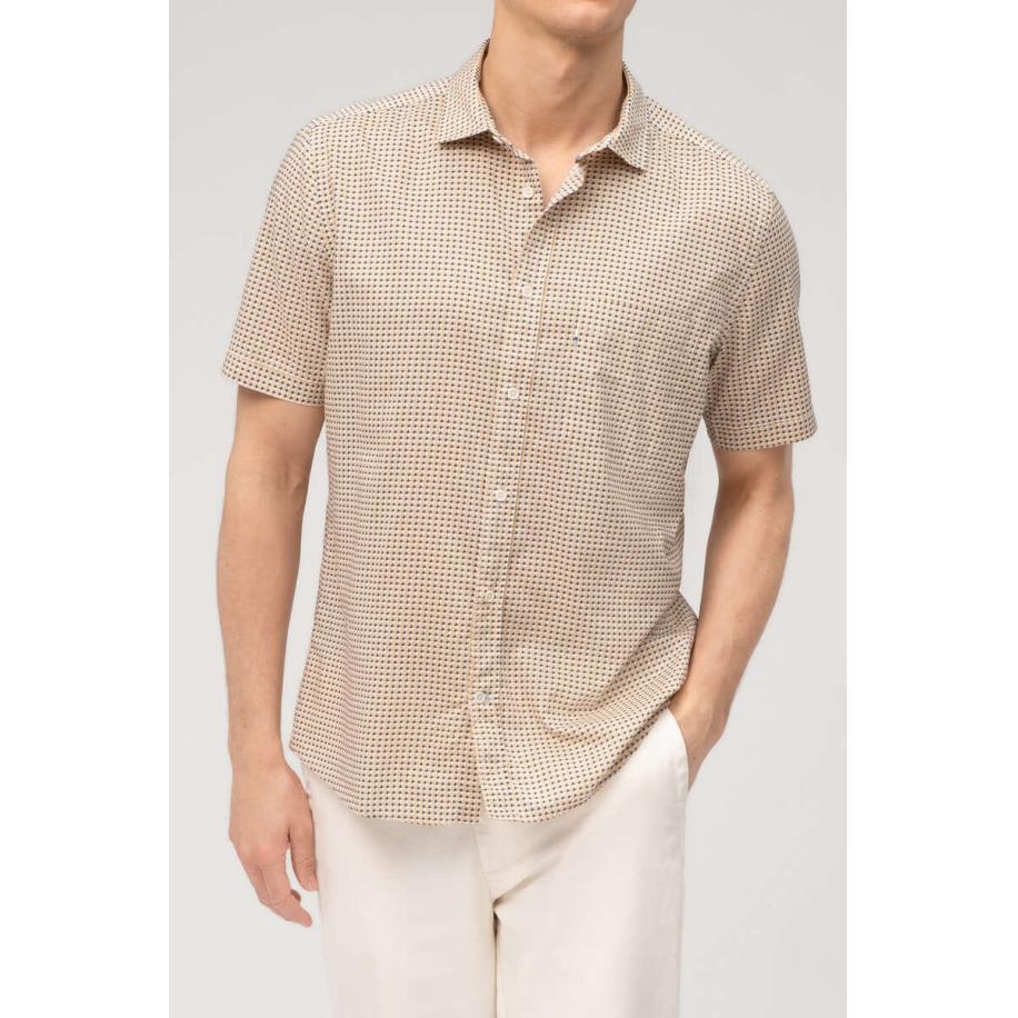 OLYMP Casual Overhemd Korte mouw beige Bruin