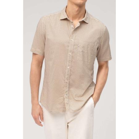 OLYMP Casual Overhemd Korte mouw beige