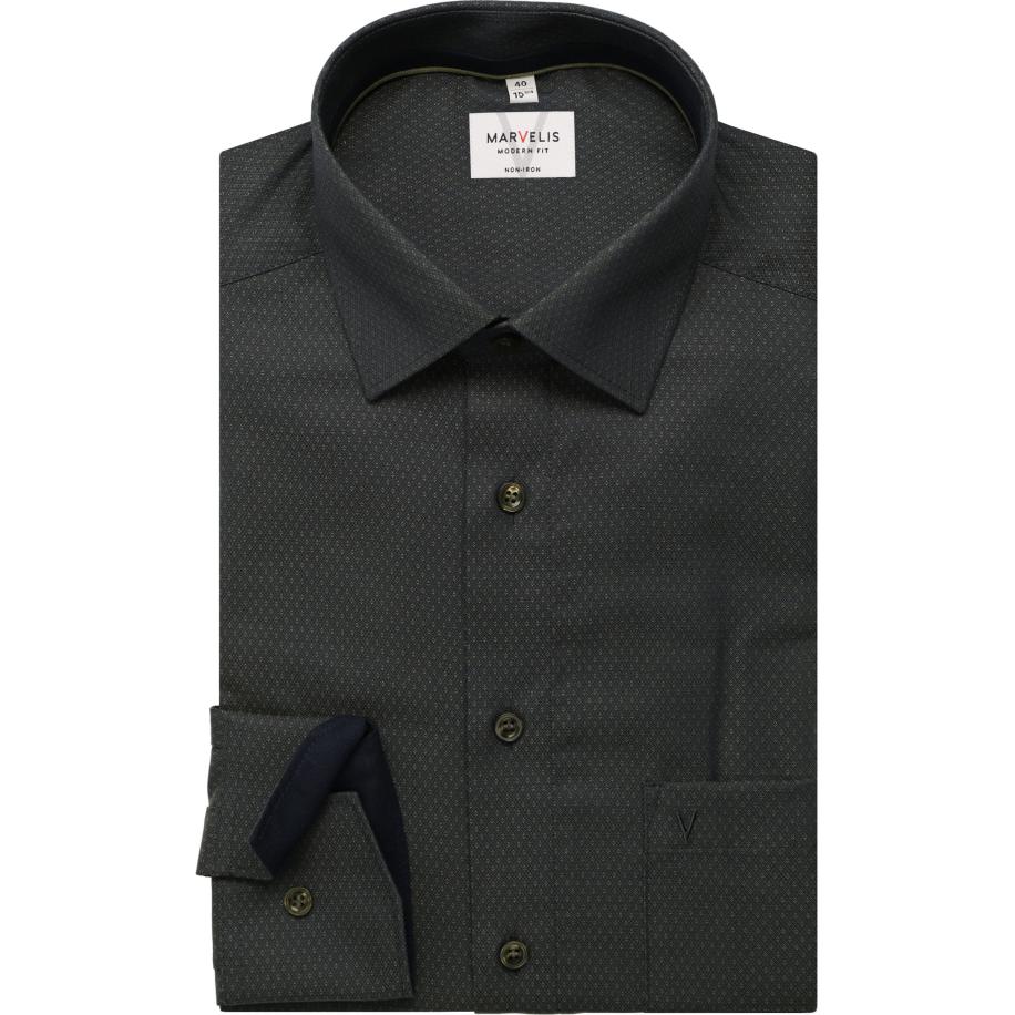 Marvelis Overhemd olijf, Faux-uni Groen