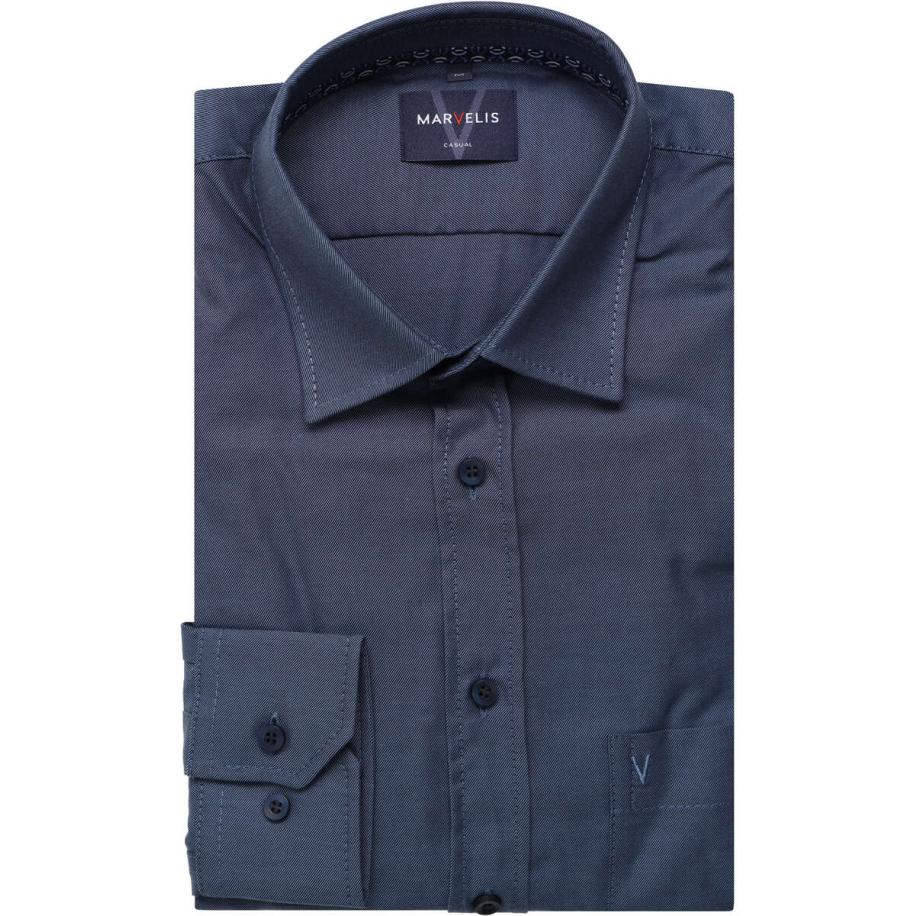 Marvelis Casual Overhemd blauw, Faux-uni Blauw