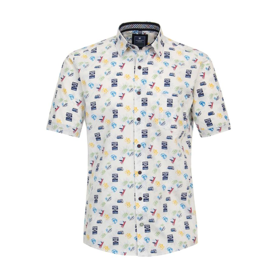 Redmond Casual Overhemd Korte mouw blauw Blauw