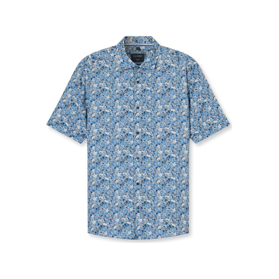 OLYMP Casual Overhemd Korte mouw marine Blauw