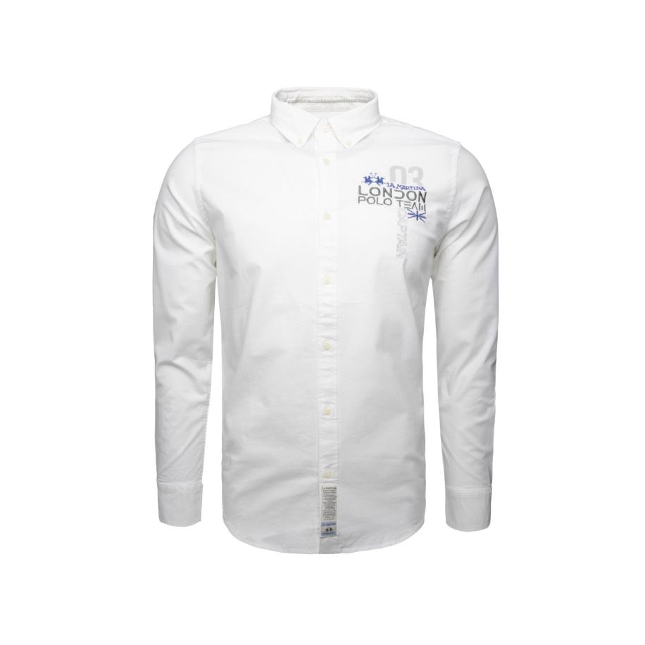 La Martina La Martina Overhemd MAC301 grijs / violetblauw / wit -